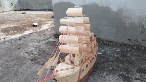 Small boat decorated from bamboo