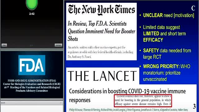 FDA (USA) Evidence Given On Vax. 17th sept 2021.