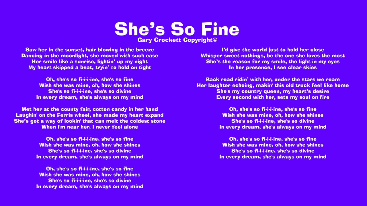 She's So Fine Song
