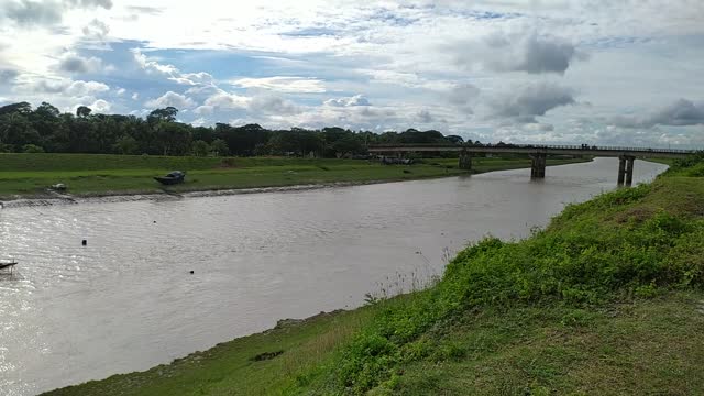 River flowing with clouds