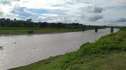 River flowing with clouds