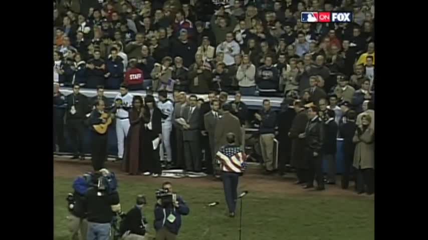 2001 WS Gm4_ Lee Greenwood sings _God Bless the USA_