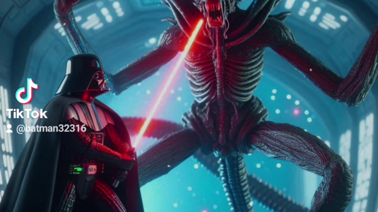 Darth Vader vs alien ai art