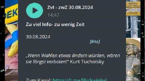 Zu viel Info- zu wenig Zeit 30.o8.2024 „Wenn Wahlen etwas ändern würden, wären sie längst verboten!“