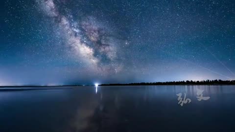 The vast galaxy is undoubtedly the most beautiful under the illumination of the lake.