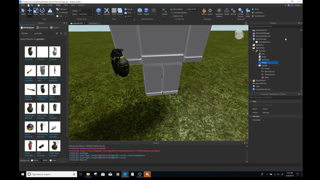 Roblox Studio: How to Make a Grenade Tool