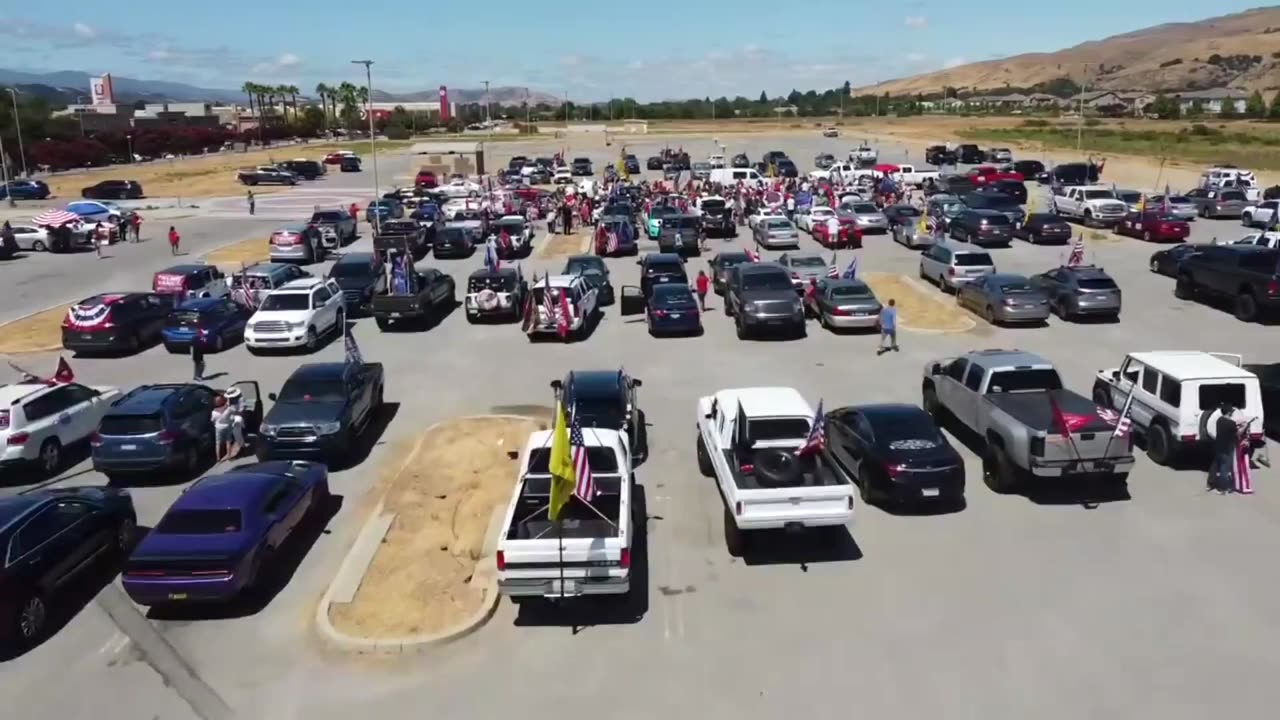 Aerial footage from the Statewide California Trump Train Northern California Rally