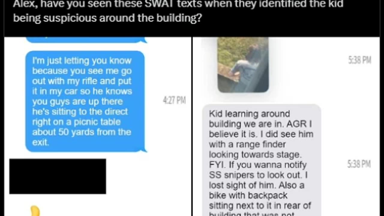 LEAKED BUTLER, PA JULY 13 SWAT identified the kid being suspicious at the Donald Trump Rally