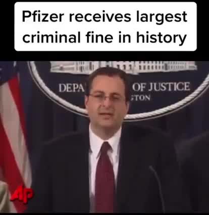PFIZER RECEIVES LARGEST CRIMINAL FINE IN HISTORY