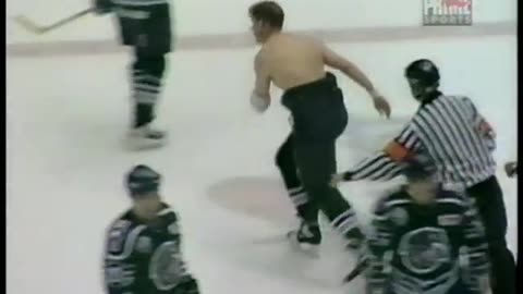 Gord Donnelly strips down to underwear vs. Bill Armstrong - IHL 1995-96
