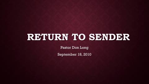 Return To Sender (September 18, 2010)