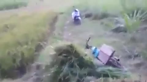 Funny video man falls off the motorcycle