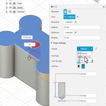 Fusion360: Hole tool #3dprinting