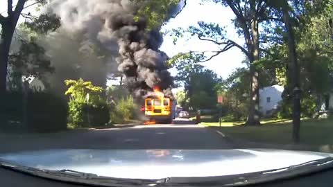 Hero bus driver rescues 20 children from burning school bus