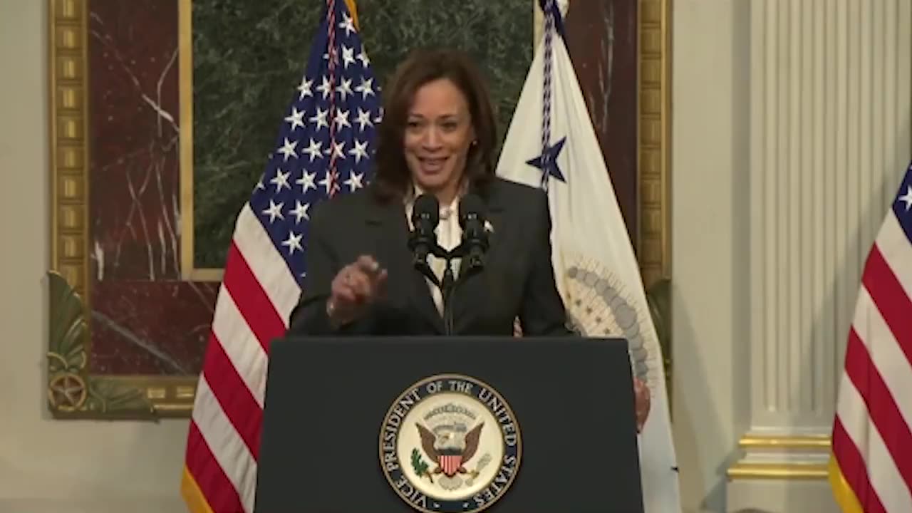 Kamala Harris explaining astronauts launching in a rocket