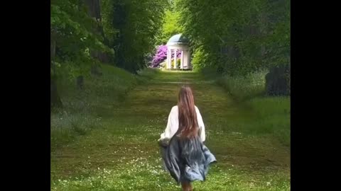 Beautiful girl flowers nature video