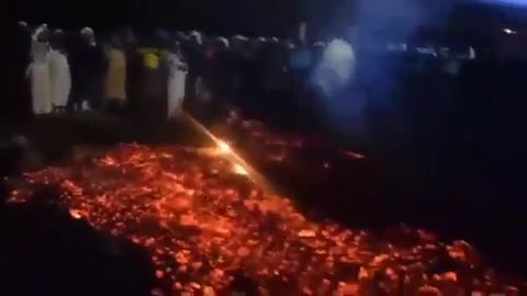 African magicians walking in fire