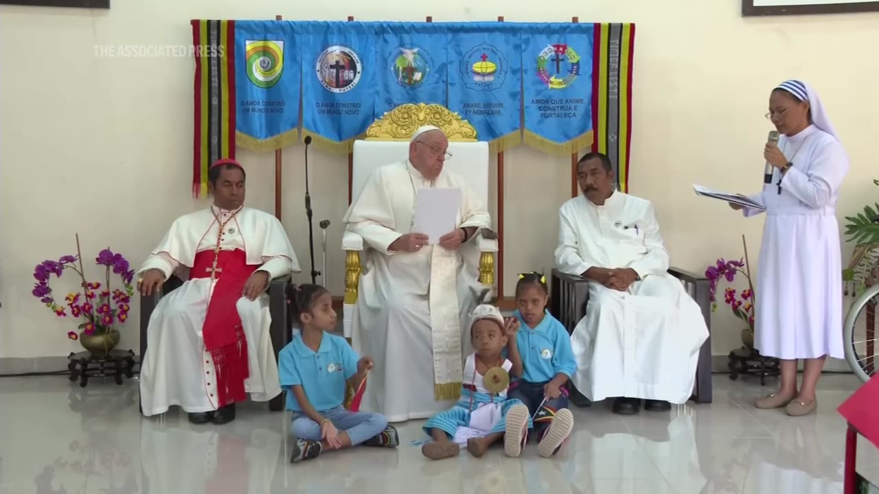 Pope Francis meets children with disabilities at school in East Timor capital