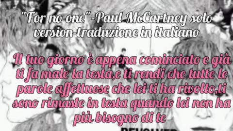 "For no one"-Paul McCartney solo version-traduzione in italiano