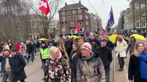 Amsterdam hit the streets against c0vid restrictions, 2 years on and the resistance hasn't wavered.