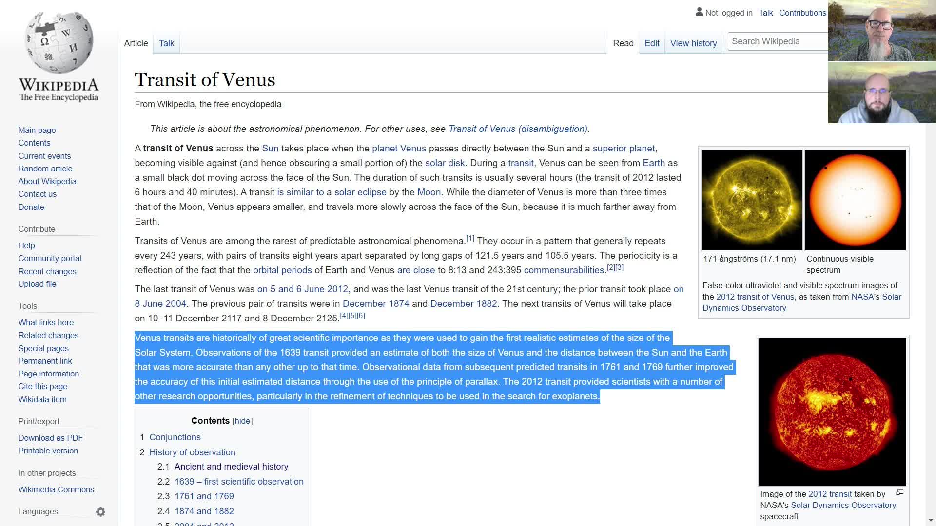 The Transit of Venus Ritual Enactments - Video #1 in this series