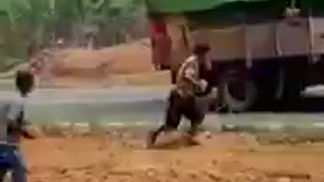 Seconds of the truck running out of breath on a steep incline