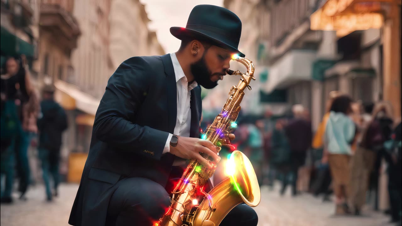 Instrumental Street jazz - background cafe music -relaxing sax