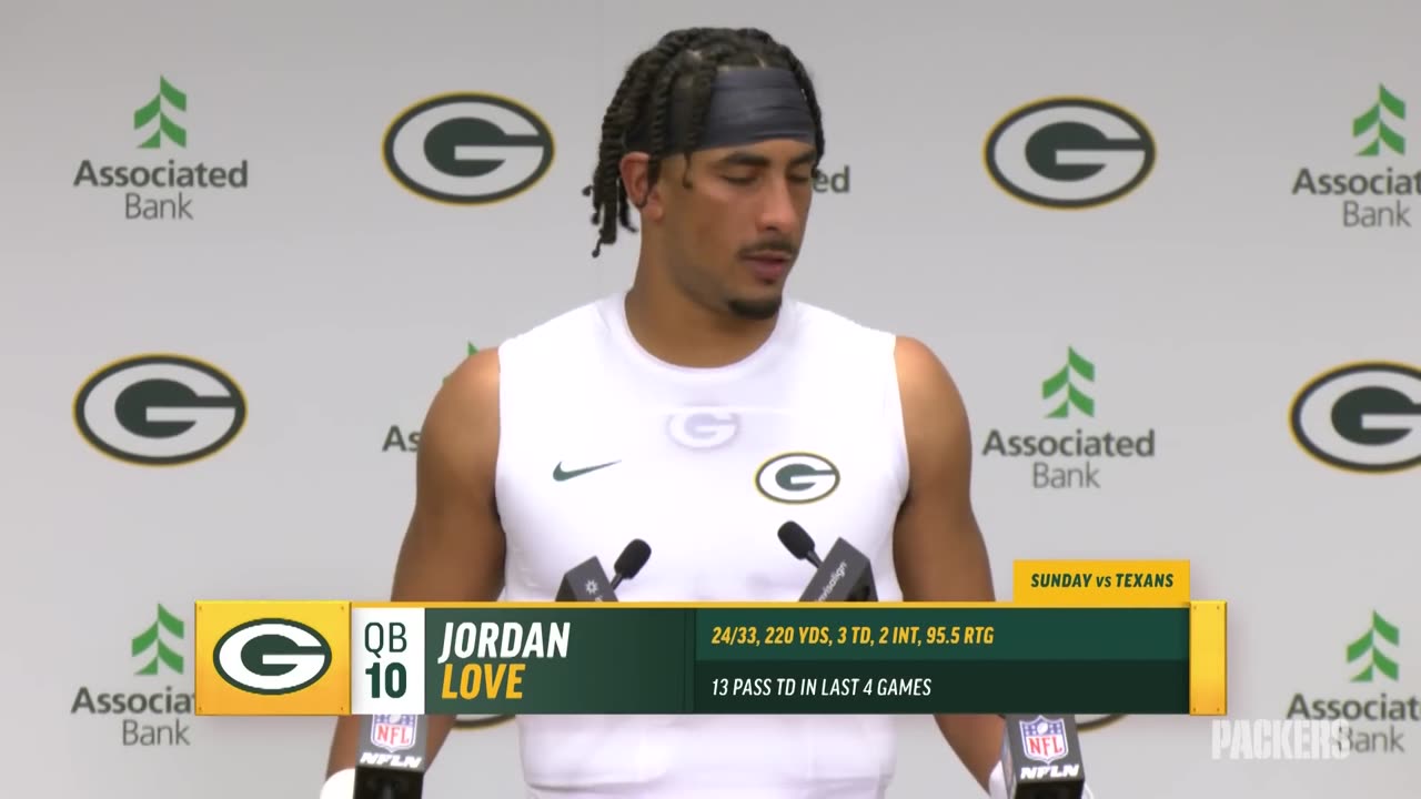 Jordan Love pleased with 'team win' against the Texans | Green Bay Packers