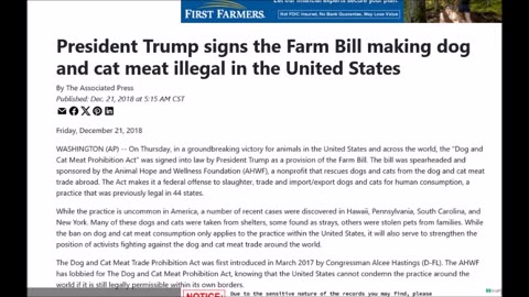 Trump signs the Farm Bill making dog & cat meat illegal in the United States