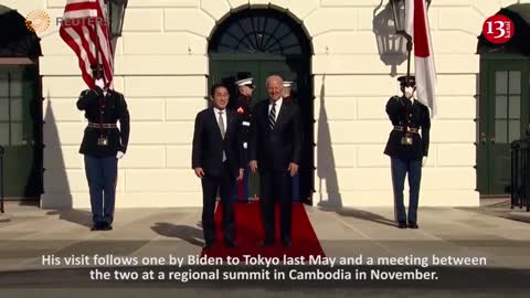 Biden greets Japan's Prime Minister Fumio Kishida outside White House