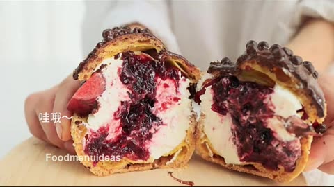 Cherry Cream Puffs #asmr #cooking #foodmenuideas10