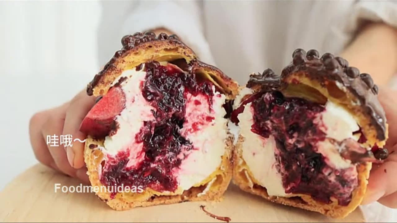 Cherry Cream Puffs #asmr #cooking #foodmenuideas10