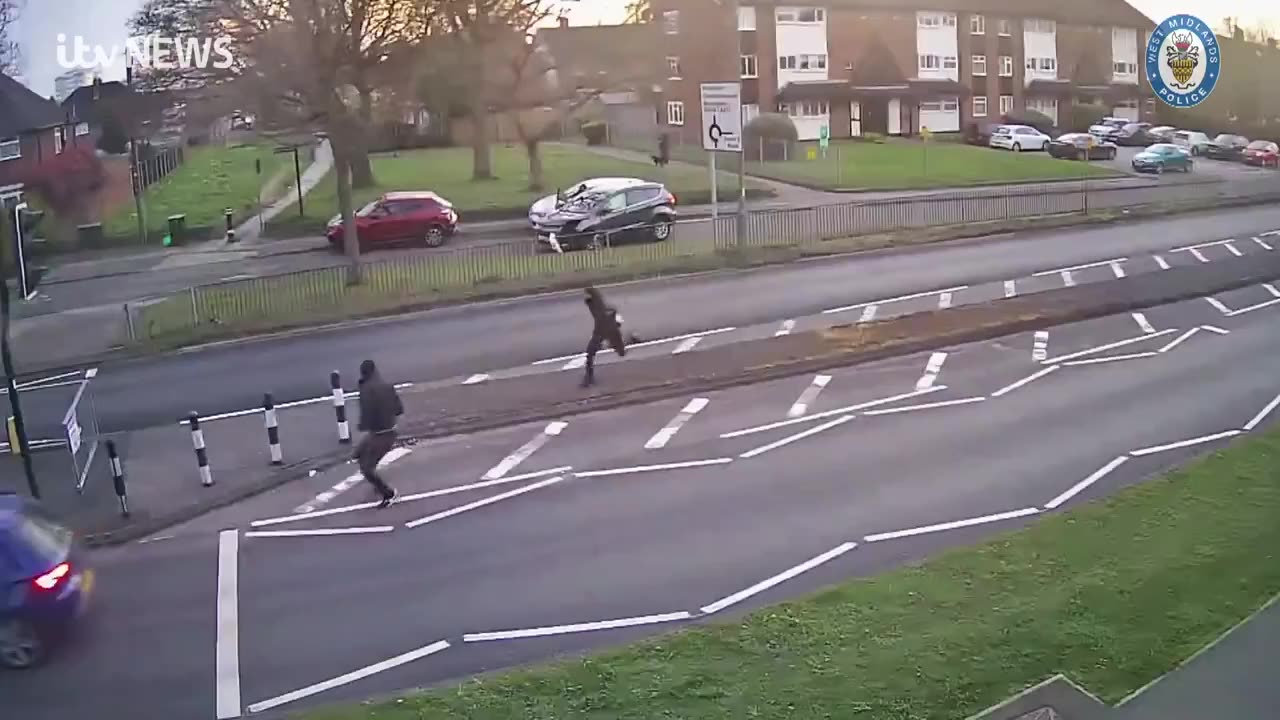 CCTV footage shows the moments before and after a dad was atacked with a machete