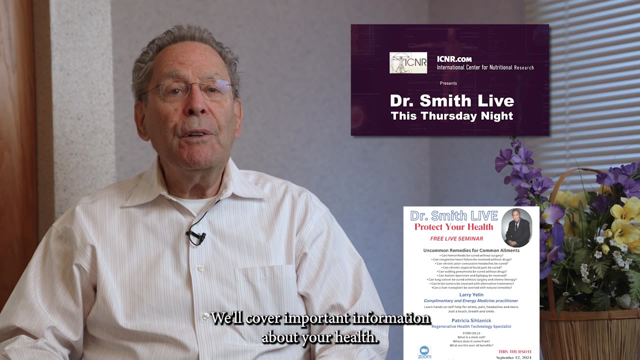 Dr. Smith Live this Thursday Night, September 12, at 7PM