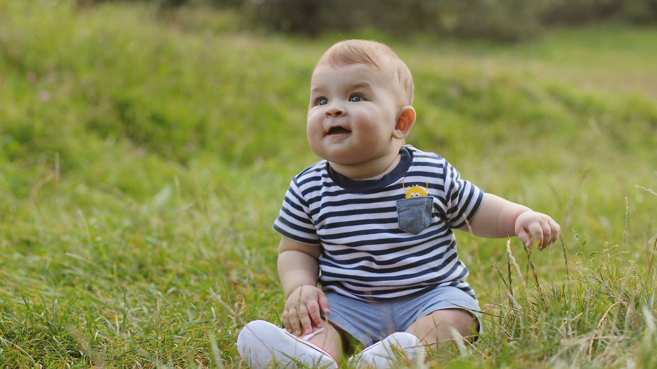 Cute baby blissful moment