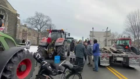 Toronto, truckers and farmers occupy the street in front of the Ontario Parliament