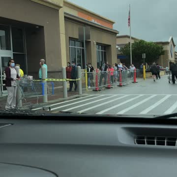 Lined up at Walmart to shop during Covid