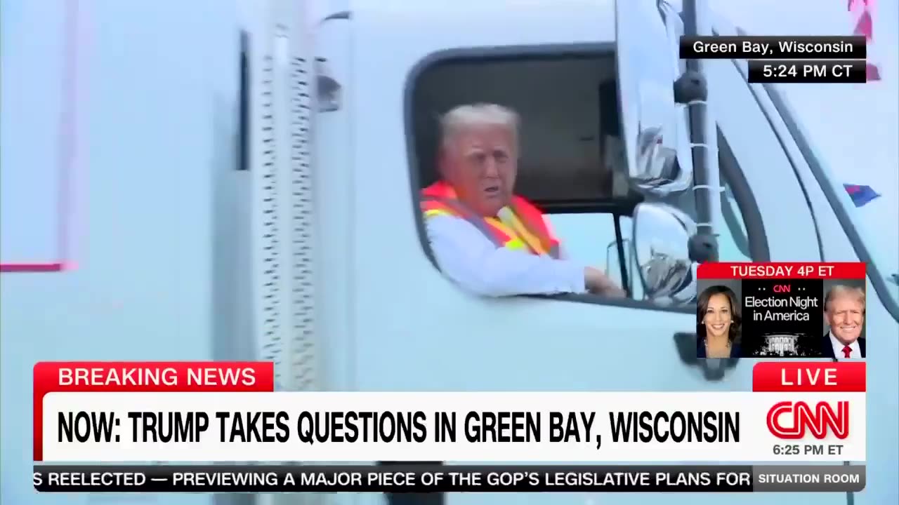 "How do you like my garbage truck? This truck is in honor of Kamala and Joe Biden."