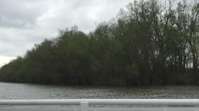 Taking the Kampsville Ferry in Illinois, Crossing the Illinois River.