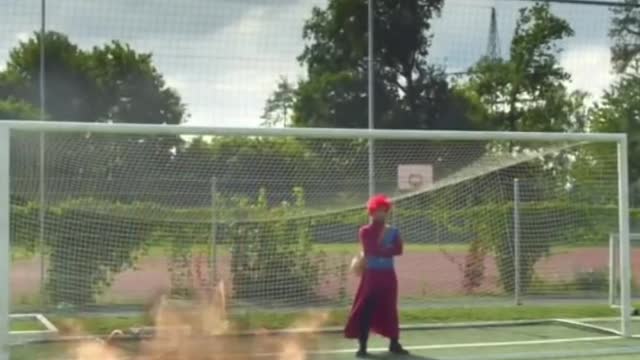 Anime character playing football