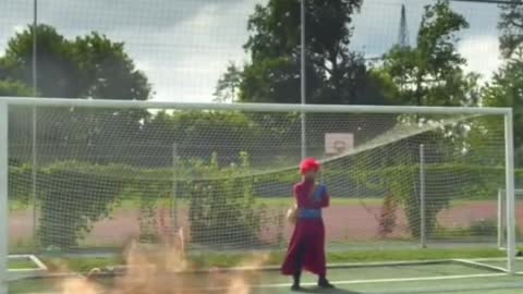 Anime character playing football