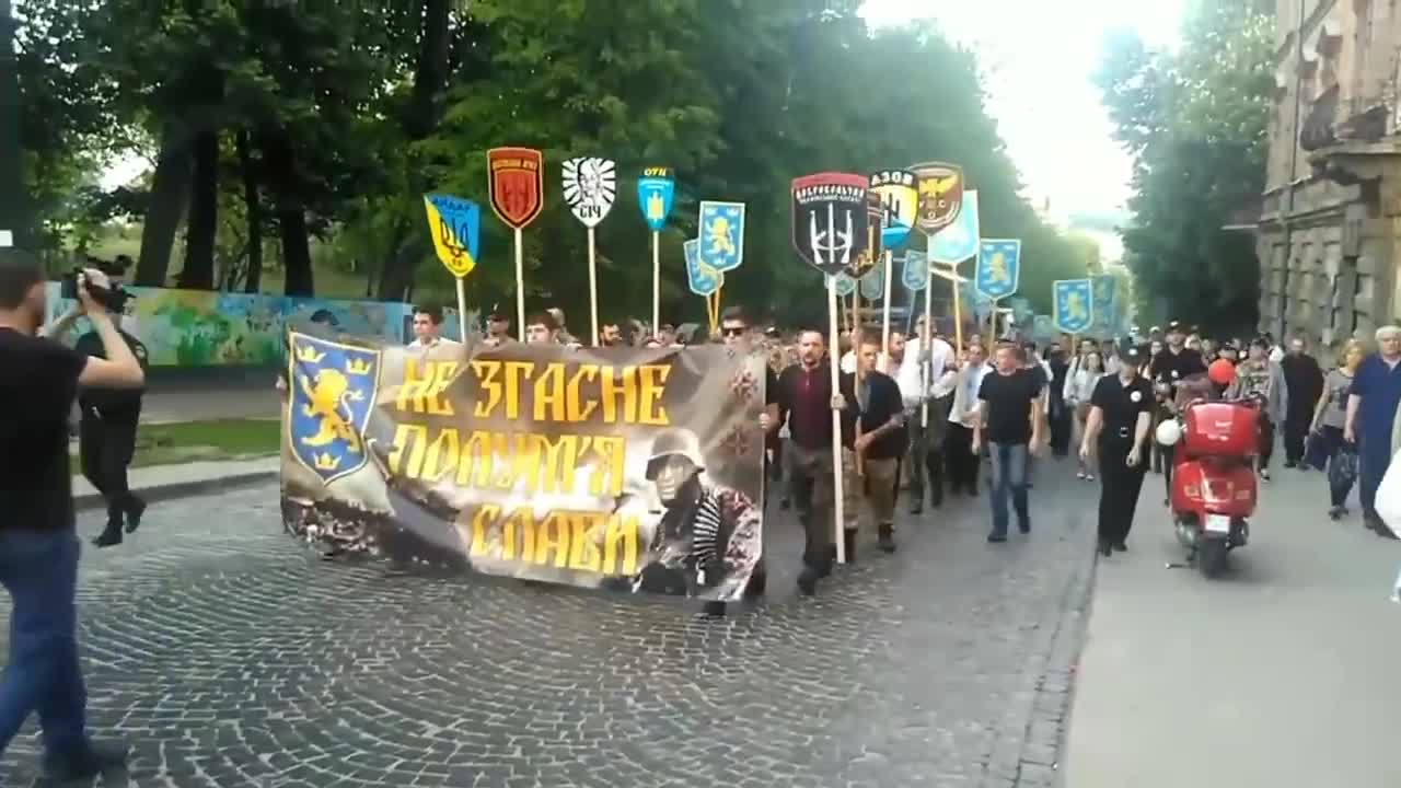 Lviv, Ukraine: March to honor SS 14th Waffen of SS