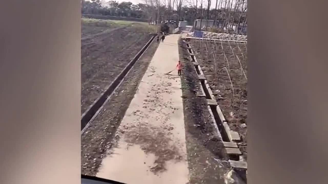 Pilot lends a hand to Chinese sanitary worker by using HELICOPTER to sweep leaves