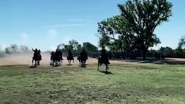 Military choppers & horse cavalry