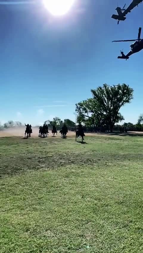 Military choppers & horse cavalry
