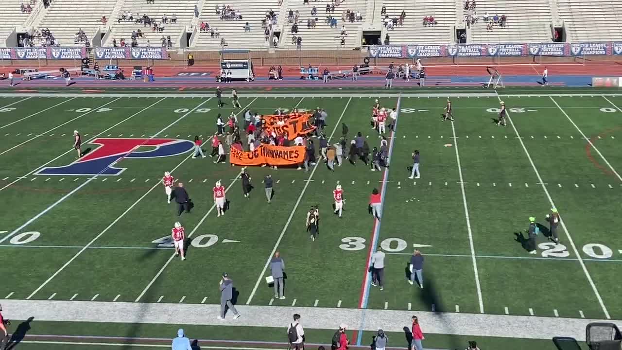 Penn Students rushed the field during the Penn-Yale football game last weekend to protest