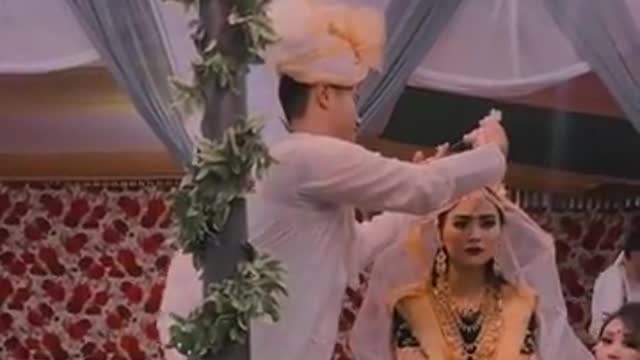 Traditional funny marriage ceremony.