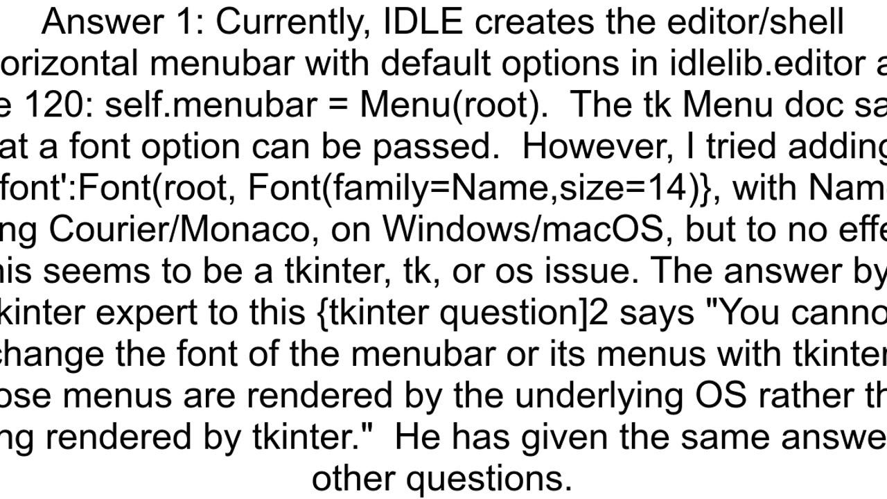 How to change the menu font size in IDLE