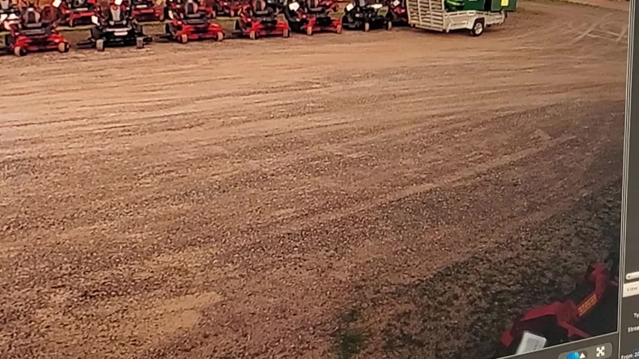 Trailer Blown By Wind Misses Mowers