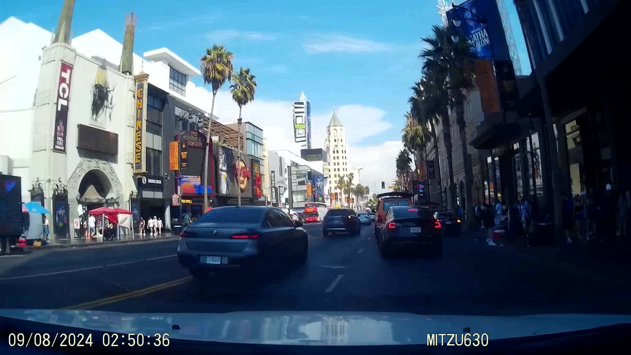 Drive around Hollywood Boulevard Walk of Fame